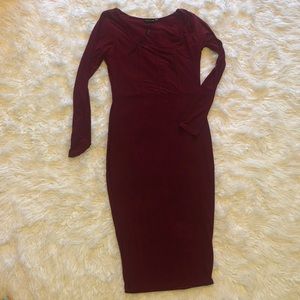 Pretty Little Things midi wine color dress